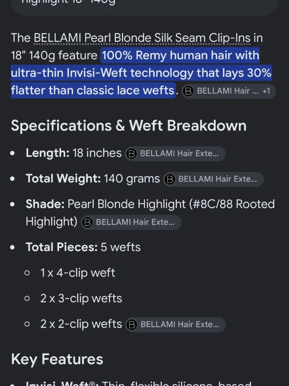 Bellami Silk Seam clip in hair extensions